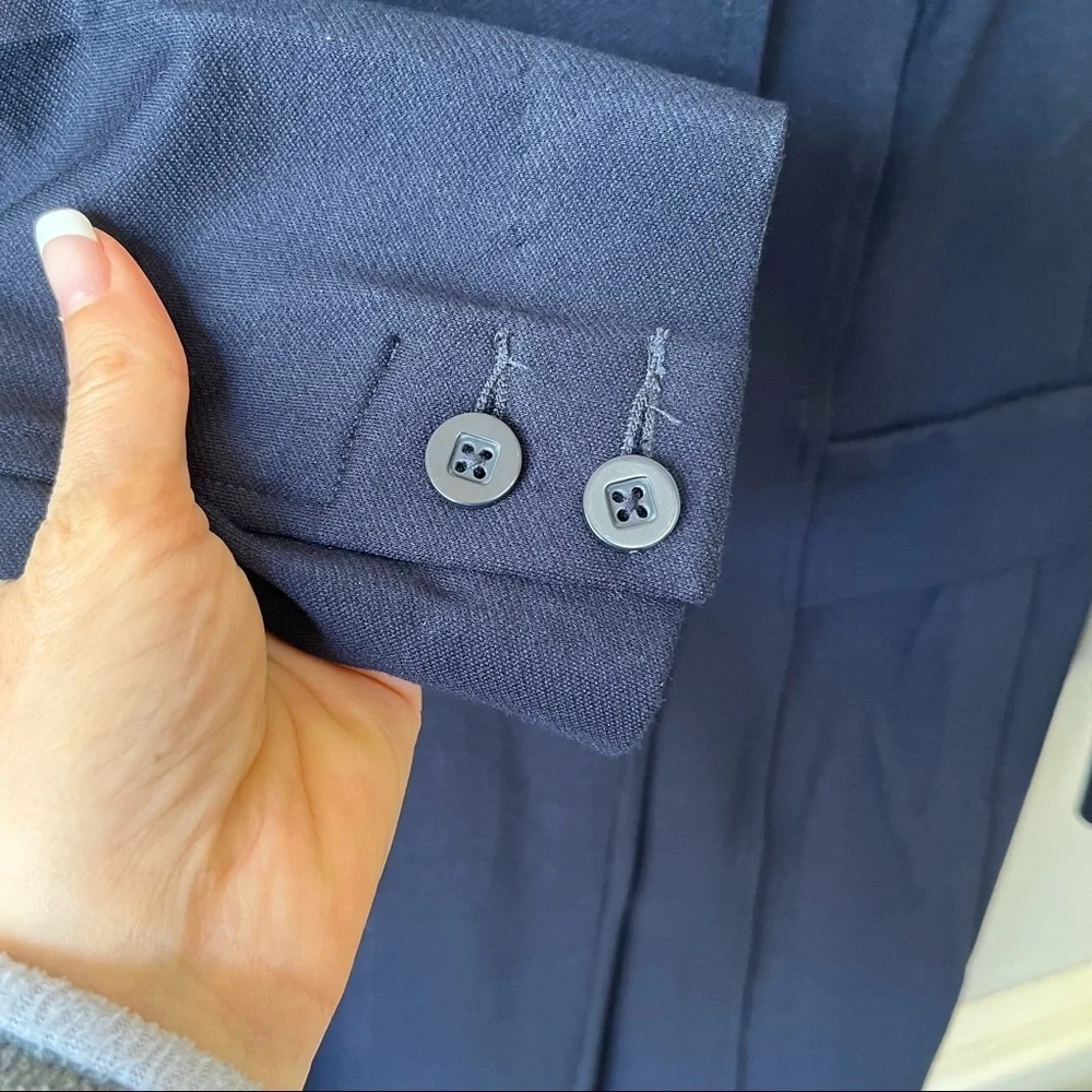CAbi Navy Lido Ponte Knit Long Blazer Jacket 5093